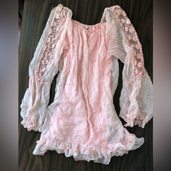 Boston Proper Silk sheer boho peasant style mini, Swim, cover-up, tunic sz S - Picture 12 of 16